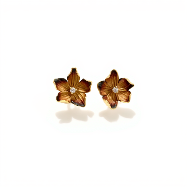 18k Diamond Designer Flower Earrings
