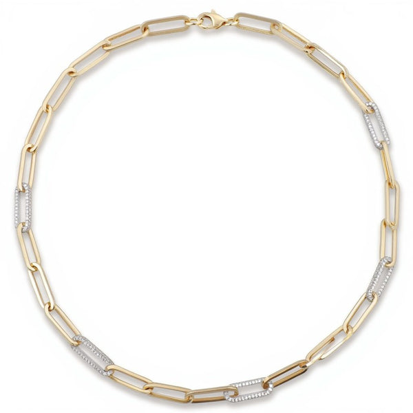 FJ Kashi 14K Diamond Paperclip Link Necklace