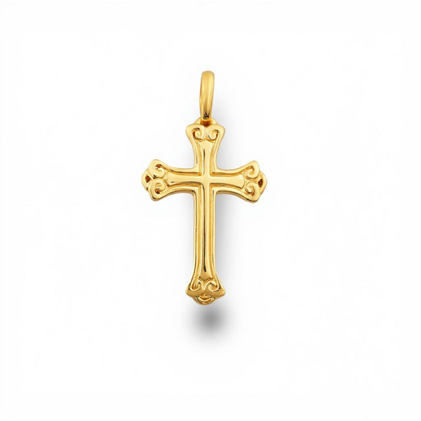 14k Yellow Gold Scroll Cross