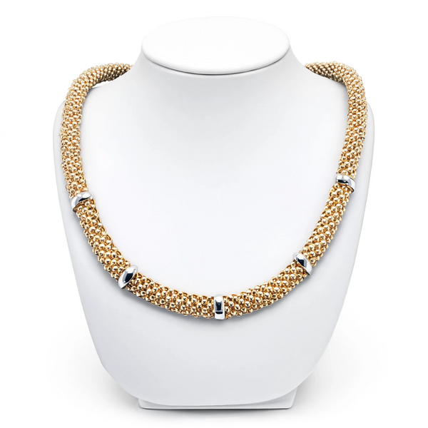 Marcello Pane Gold Plated Station Woven Necklace