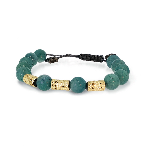 Estate Armenta Sterling Silver and 18k Aventurine Bead Bracelet