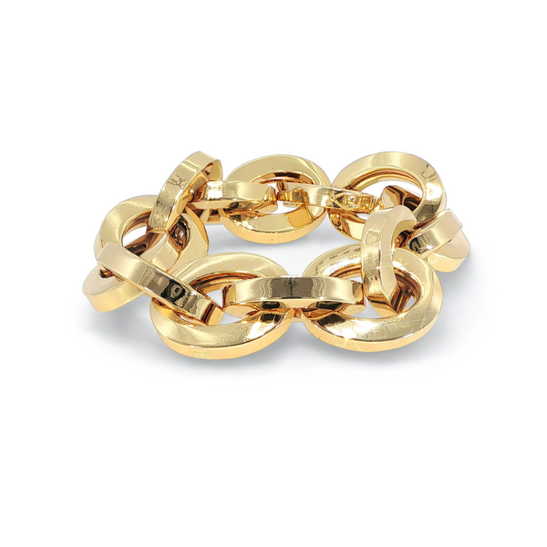 Marcello Pane Yellow Gold Plated Flat Oval Link Bracelet