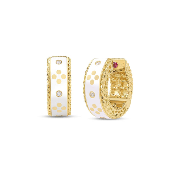Roberto Coin Venetian Princess Diamond And Enamel Hoop Earrings