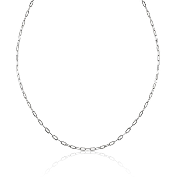 14K White Gold Flat Paperclip 18" Necklace