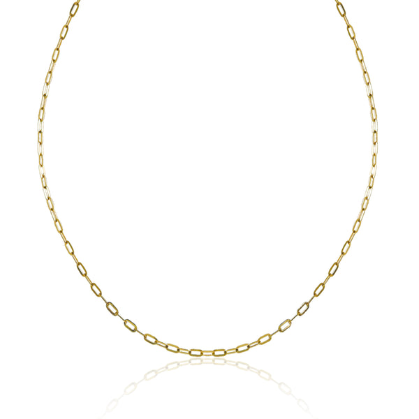14K Yellow Gold Small Paperclip Style 18" Chain