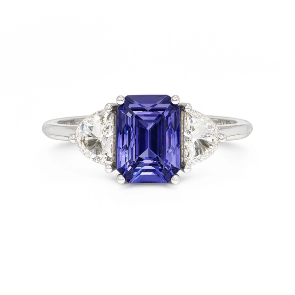 14k 2.10ctw Tanzanite and Half Moon Diamond Ring