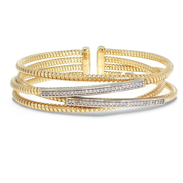Marcello Pane Gold Plated 4-Row Coil Cuff Bracelet