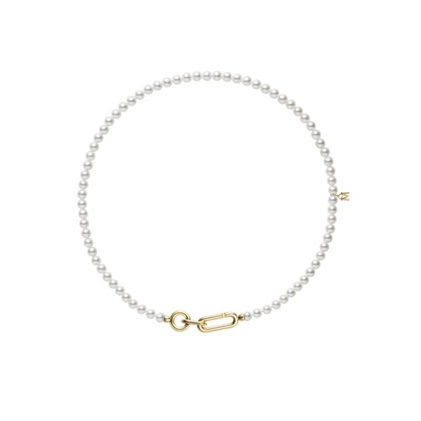 18K Yellow Gold M Code Mikimoto Necklace