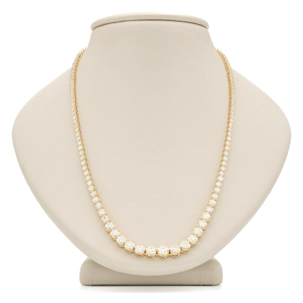 14k Yellow Gold 10.59ctw Graduated Diamond Tennis Necklace