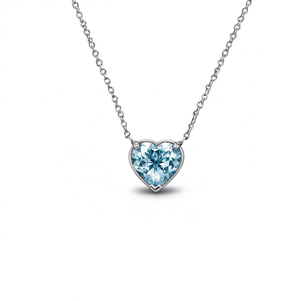 14k Sky Blue Topaz Heart Pendant