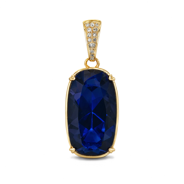 House Of Kimball's | 18K 18.20Ctw 22X13mm Cushion Cut Tanzanite And Diamond Slide Pendant