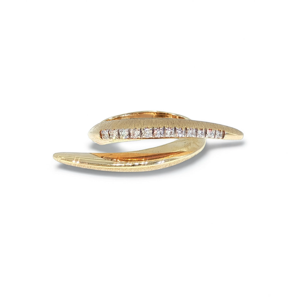 Veneroso 14k Satin + Polished Diamond Bypass Designer Ring