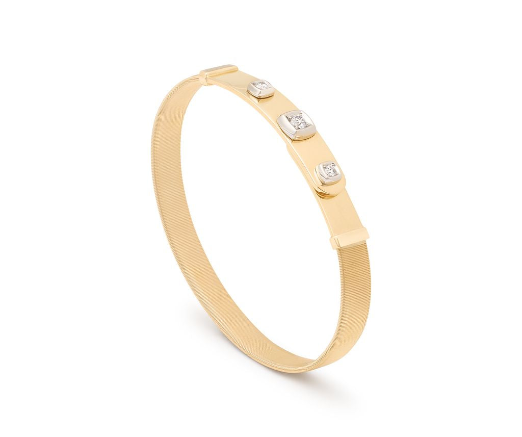 Marco Bicego 18K Yellow Gold Masai Coil Diamond Large Bangle - Diamond Bracelets