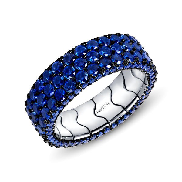 Pompos Platinum Stretchable Blue Sapphire Band