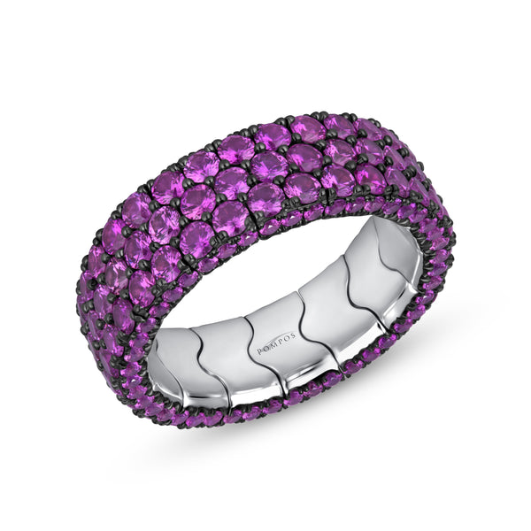 Pompos Stretchable Pink Sapphire Platinum Band