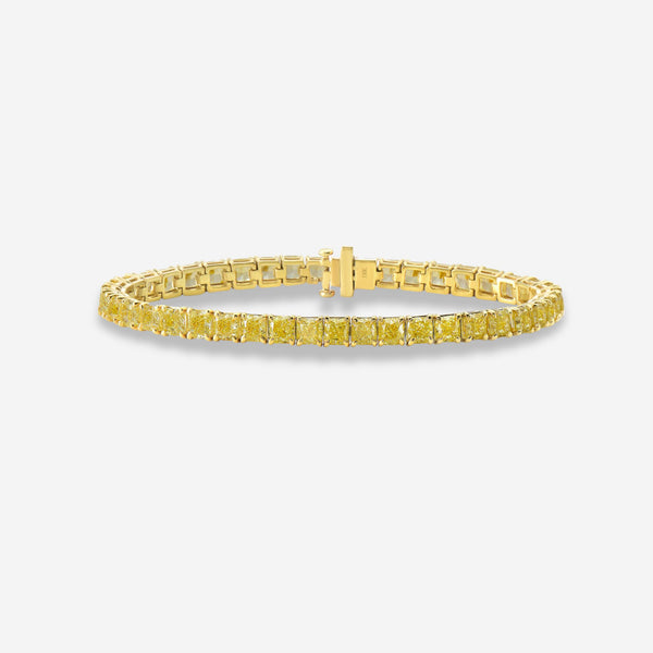 Rare Colors by Namdar 14K Yellow Gold Cushion Cut Yellow Diamond Tennis Bracelets