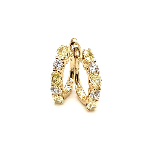 David Kord 14k Yellow and White Diamond Hoop Earrings