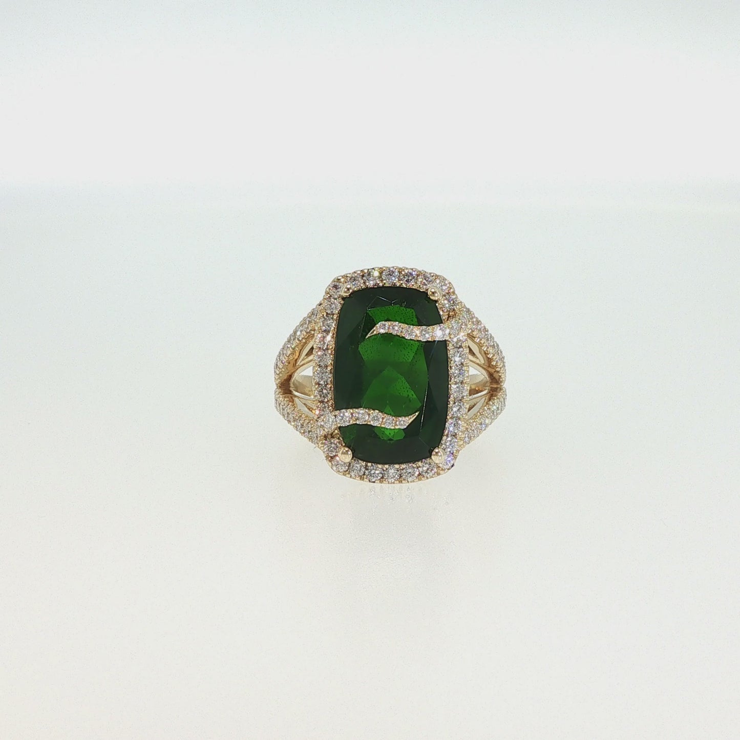 House of Kimball's 14k 6.08ctw Chrome Diopside and Diamond Designer Ring