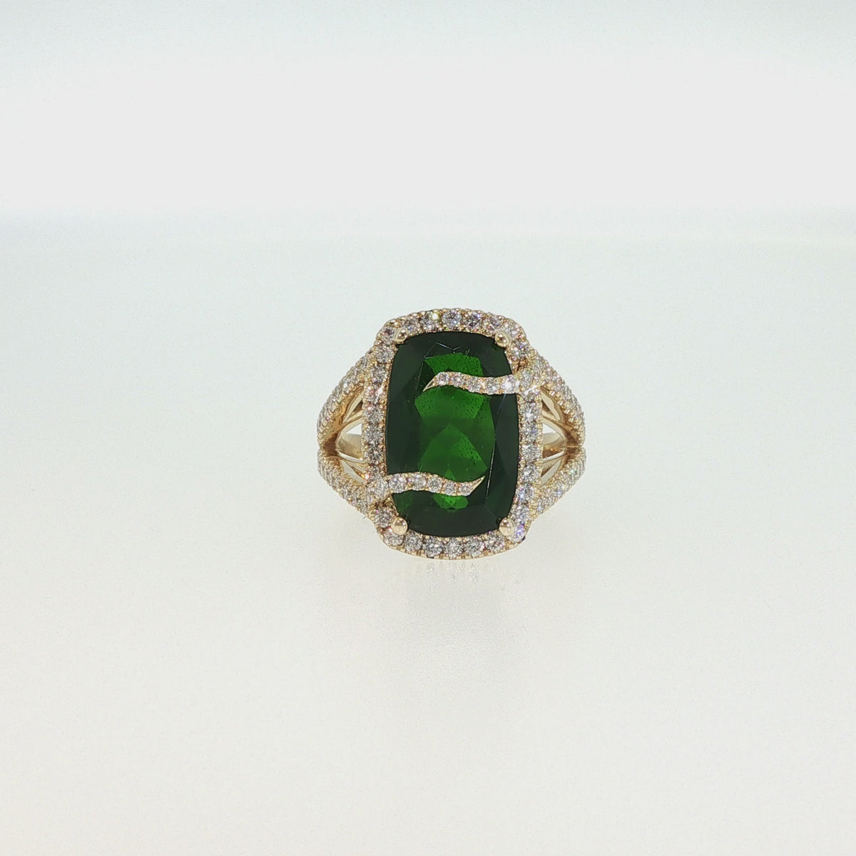 House of Kimball's 14k 6.08ctw Chrome Diopside and Diamond Designer Ring