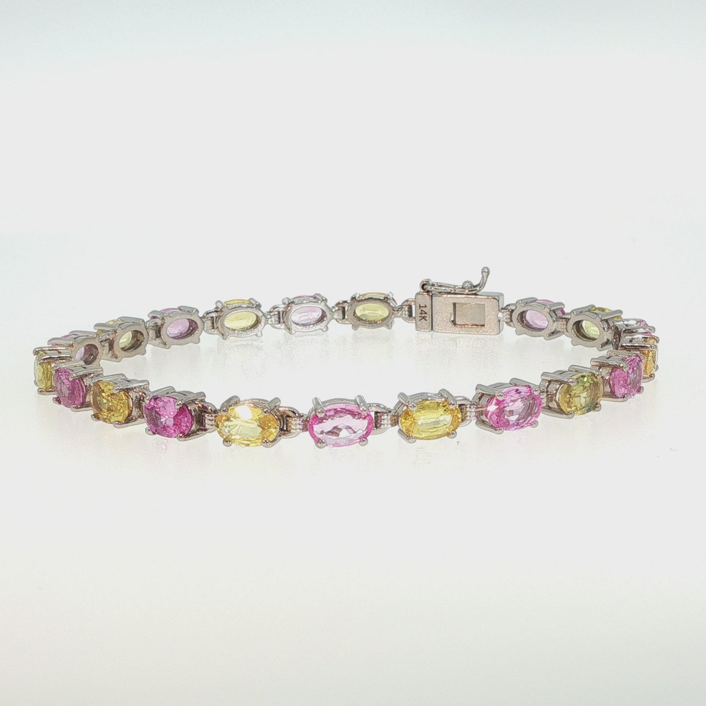 House of Kimball's 14k 14.0ctw Pink and Yellow Sapphire Bracelet