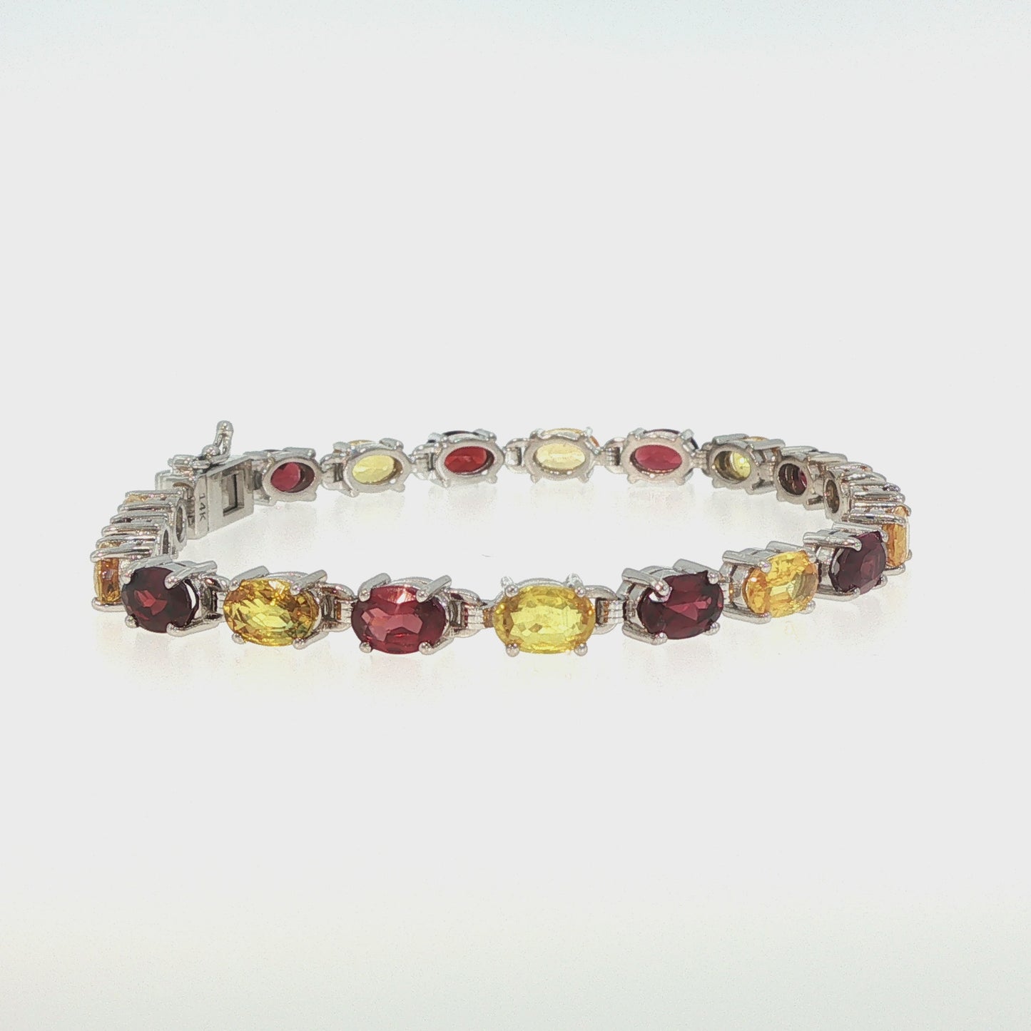 House of Kimball's 14k 14ctw Yellow Sapphire and Garnet Tennis Bracelet
