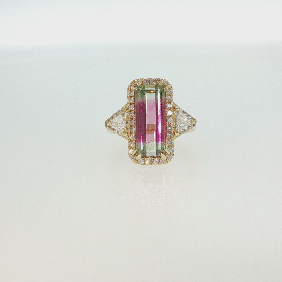 House of Kimball's | 18k 4.30ctw Watermelon Tourmaline and Diamond Designer Ring
